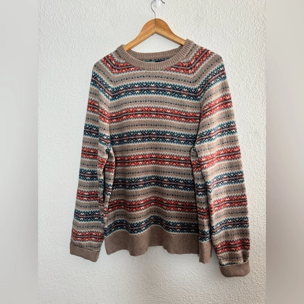 J Crew Factory lambswool blend Men's Fair Isle Multicolor Striped Sweater